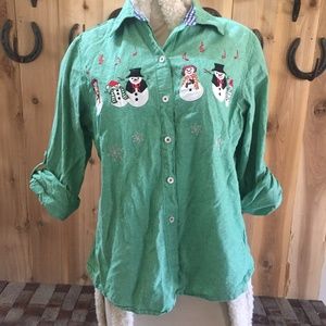 Christmas Long Sleeve Snowman Shirt Santa